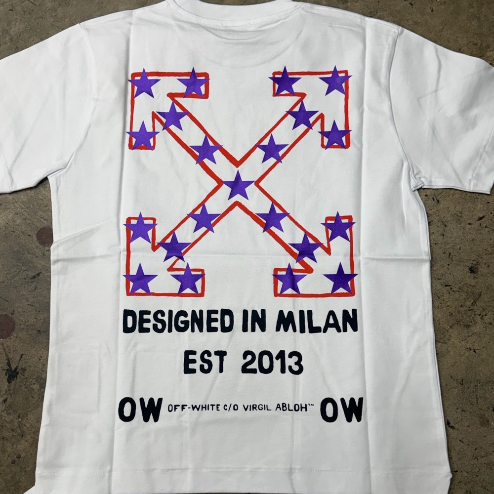 Off-White Designed in Milan T-Shirt White Graphic Tee Virgil Abloh - Picture 2 of 2